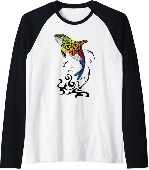 Orca Killer Whale Orcas Killer-Whales Polynesian Tattoo Raglan Baseball Tee