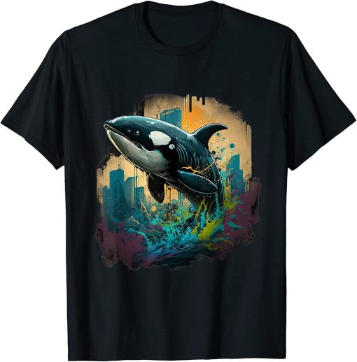 Orca Whale Painterly Design T-Shirt