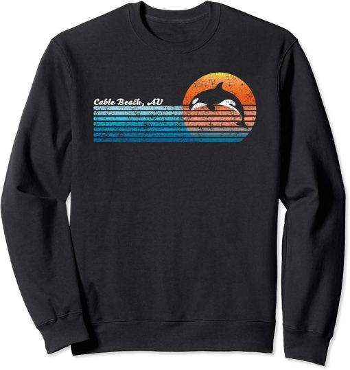 Vintage Cable Beach, Australia Retro 80s Orca Sunset Sweatshirt